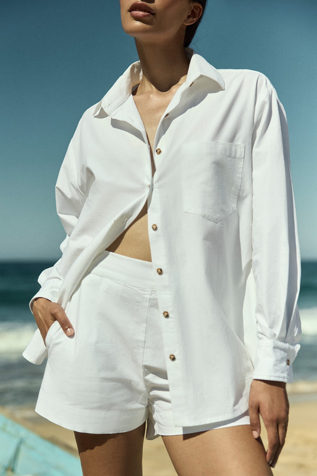 High-Waist Short Short in Stretch Cotton