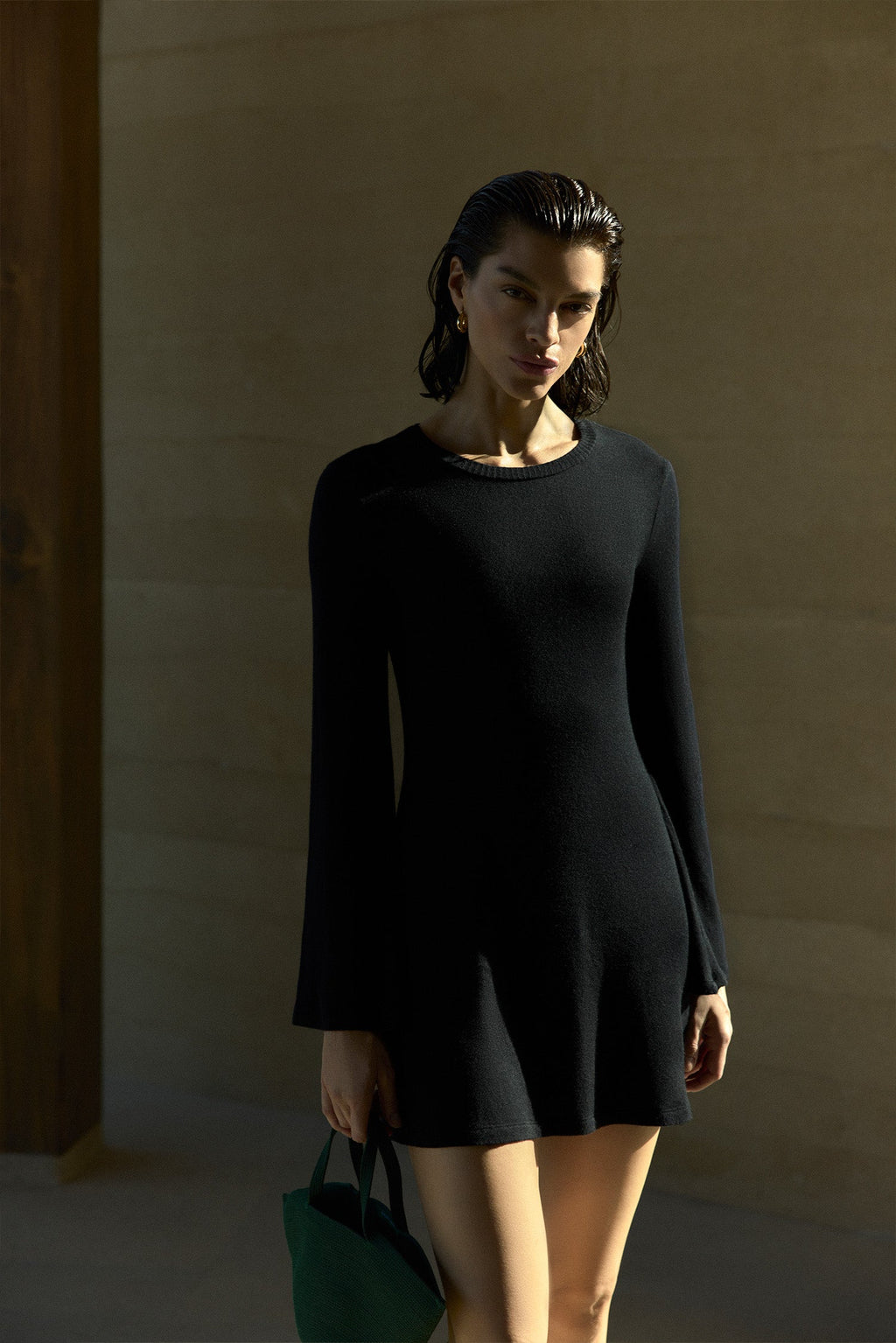 Bell Sleeve Mini Dress in Modal Knit