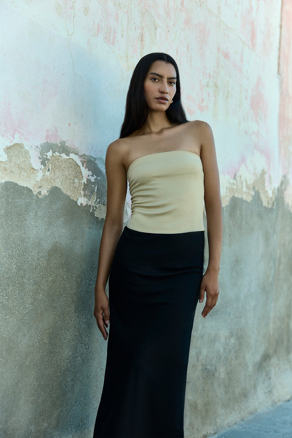 Rey Bias-Cut Skirt in Stretch Twill