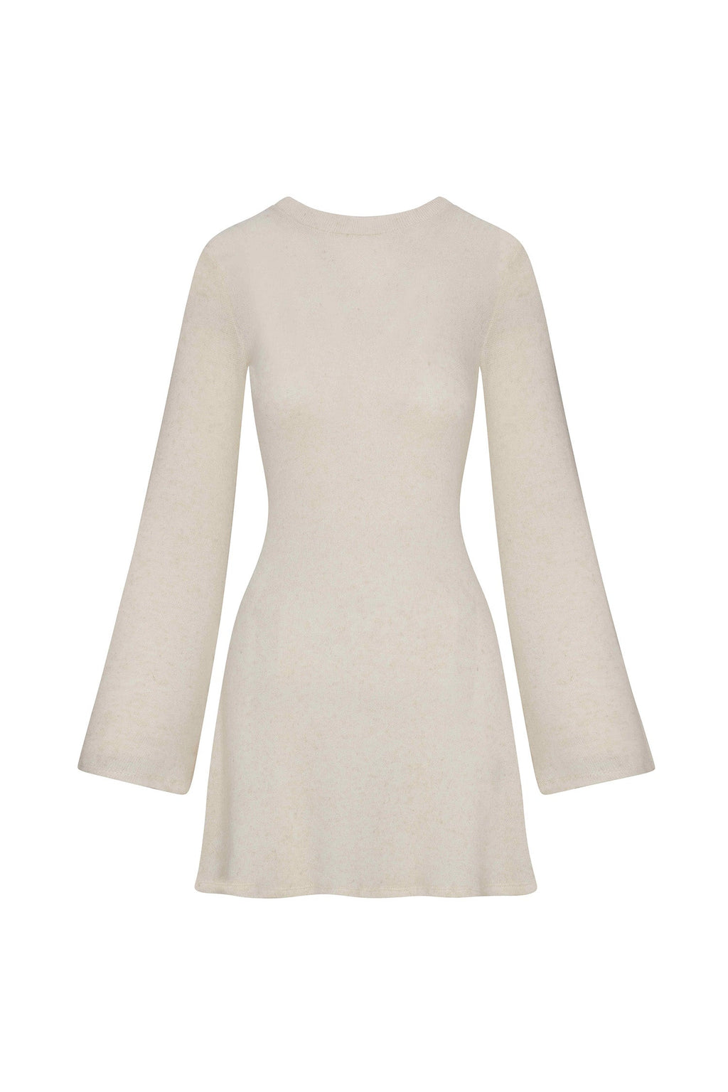 Bell Sleeve Mini Dress in Natural Tencel Linen Knit
