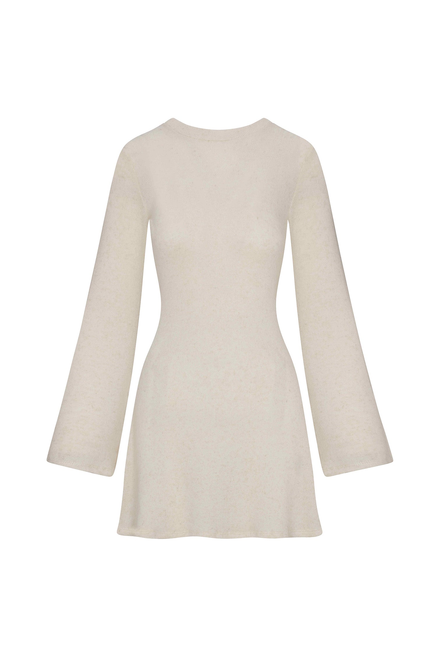 Bell Sleeve Mini Dress in Natural Tencel Linen Knit