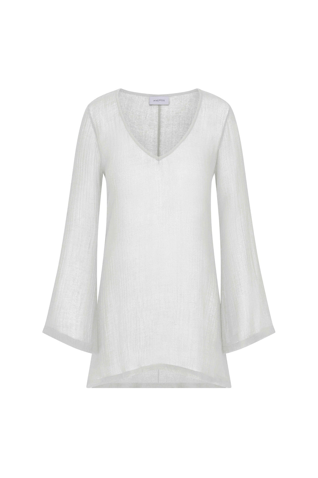 Bell Sleeve Tunic Dress in Woven Bamboo Cotton Gauze