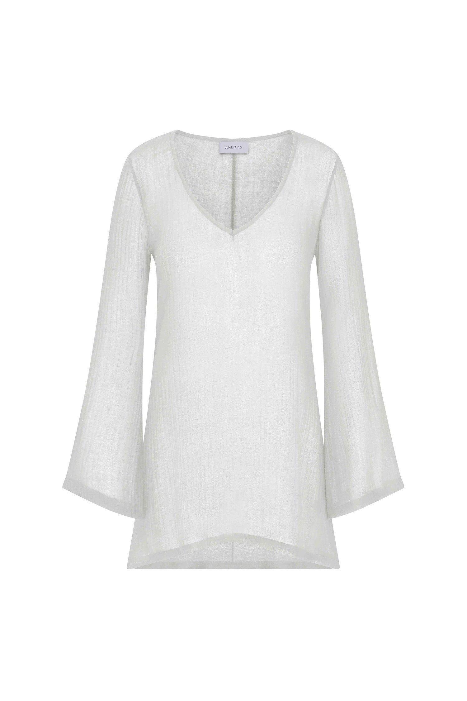 Bell Sleeve Tunic Dress in Woven Bamboo Cotton Gauze