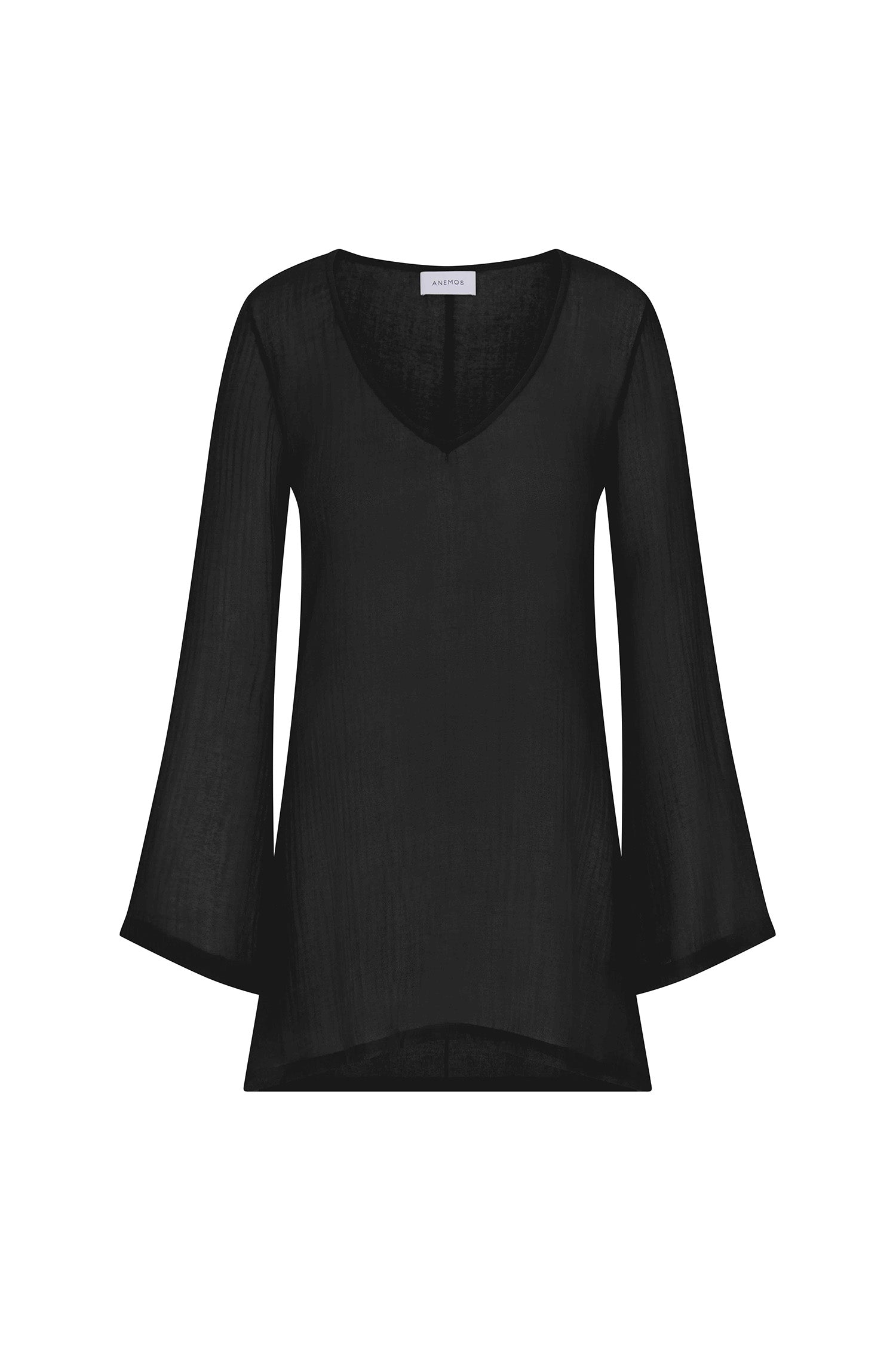 Bell Sleeve Tunic Dress in Woven Bamboo Cotton Gauze