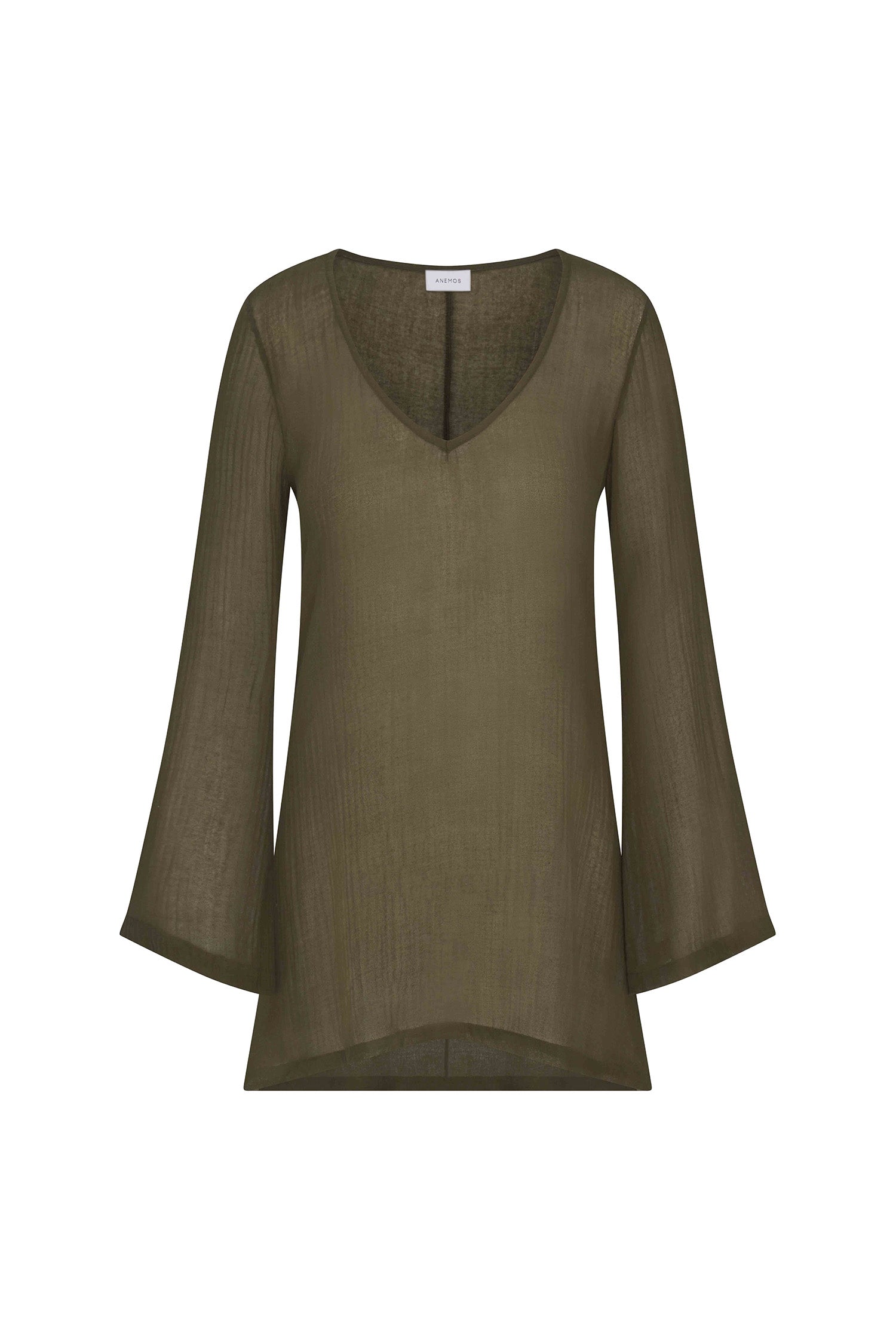 Bell Sleeve Tunic Dress in Woven Bamboo Cotton Gauze