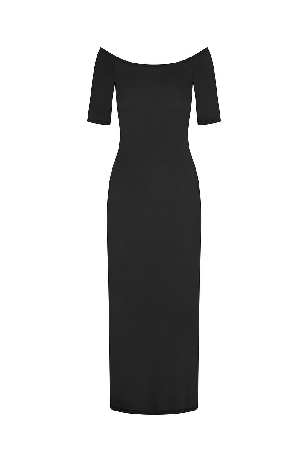 Carolyn Off The Shoulder Midi Dress in Luxe Cupro Jersey