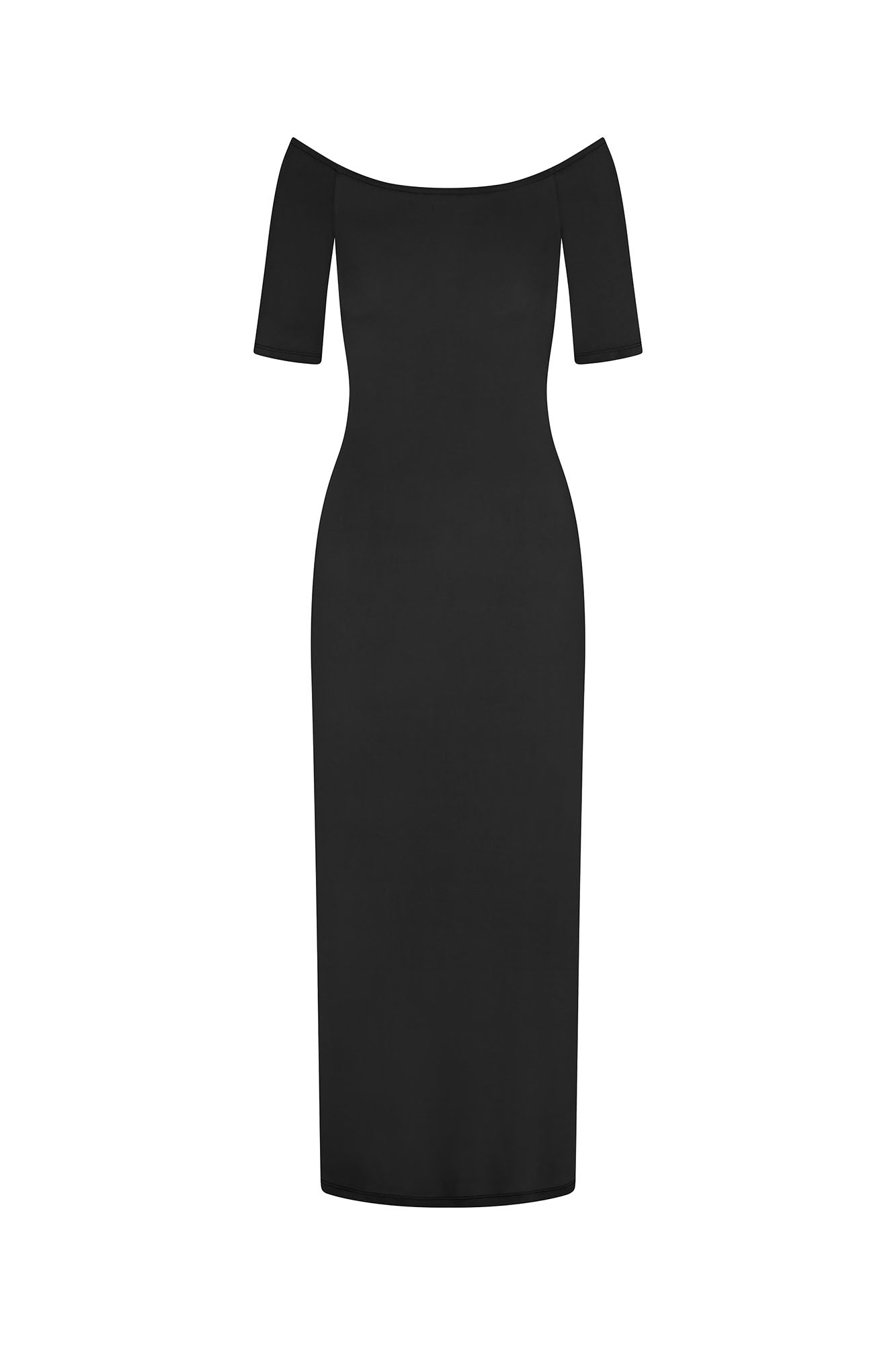 Carolyn Off The Shoulder Midi Dress in Luxe Cupro Jersey