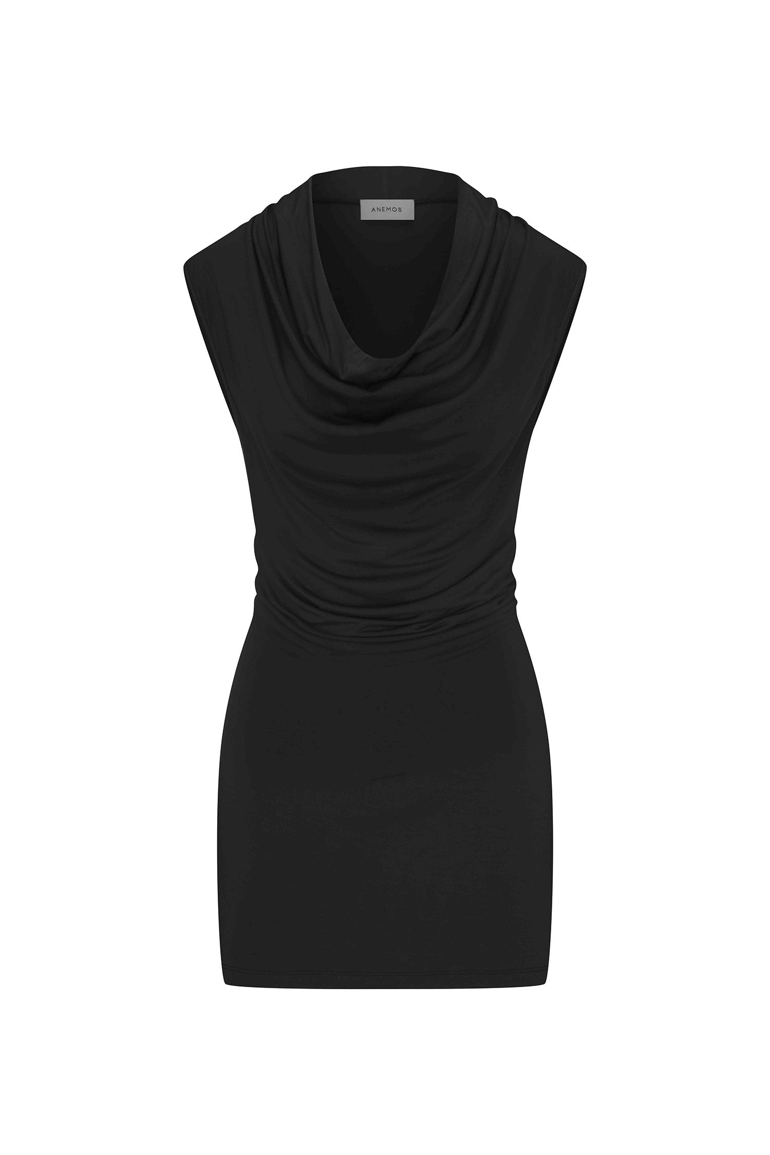 Cowl Neck Mini Dress in Compact Jersey