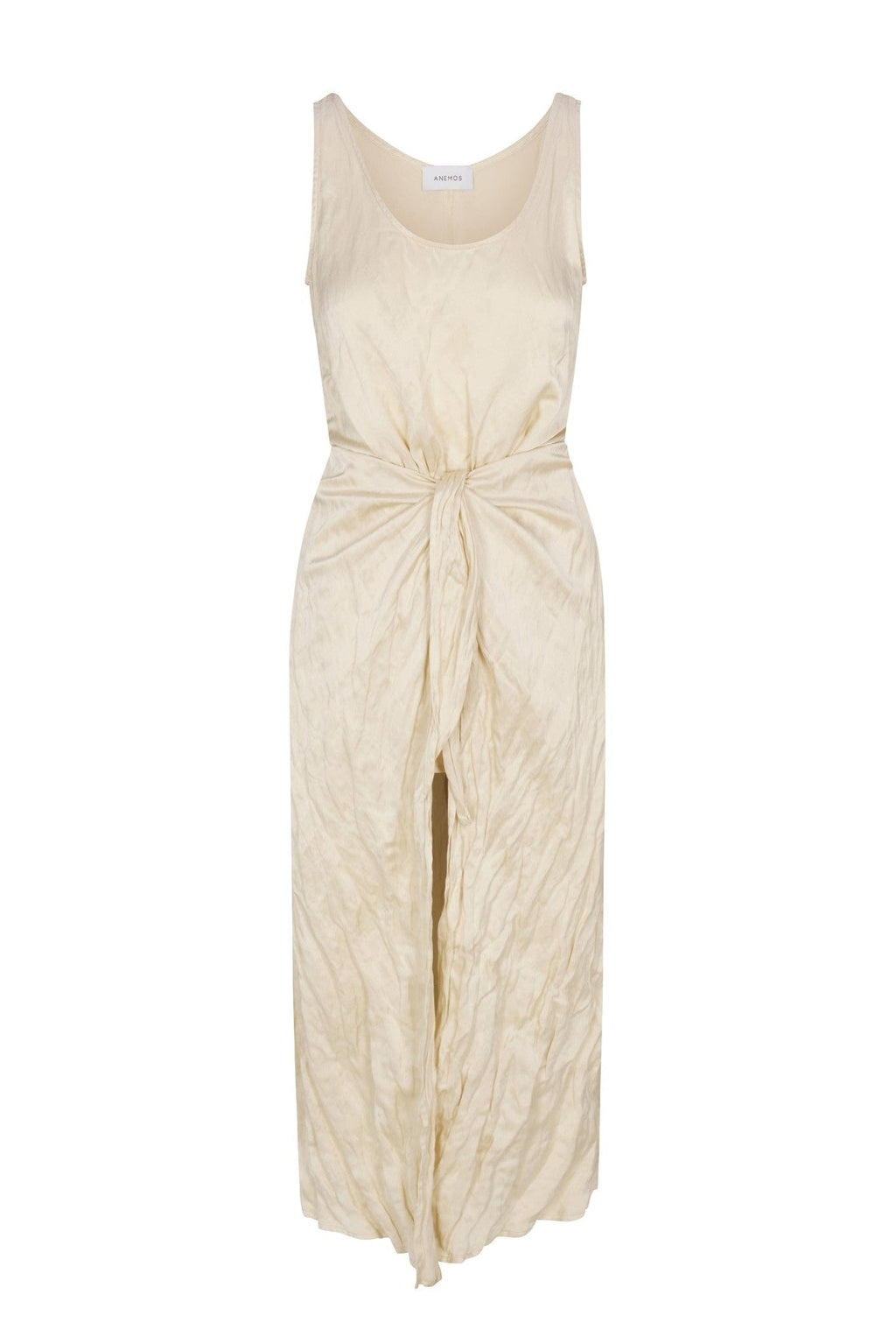 D.K. Midi Wrap Dress in Lustrous Crinkle Weave