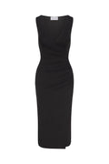 Draped Wrap Effect Midi Dress In Cupro Jersey