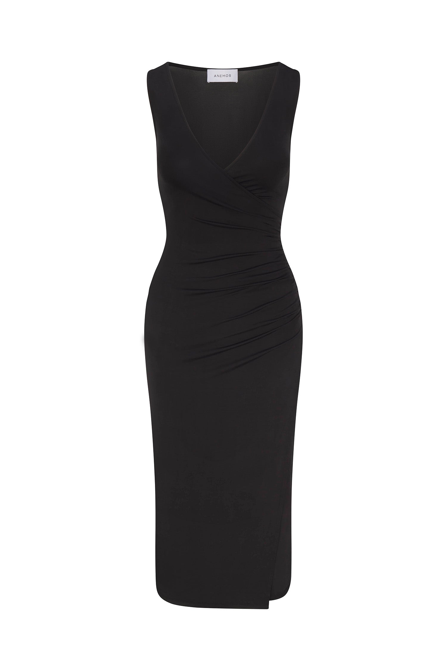 Draped Wrap Effect Midi Dress In Cupro Jersey