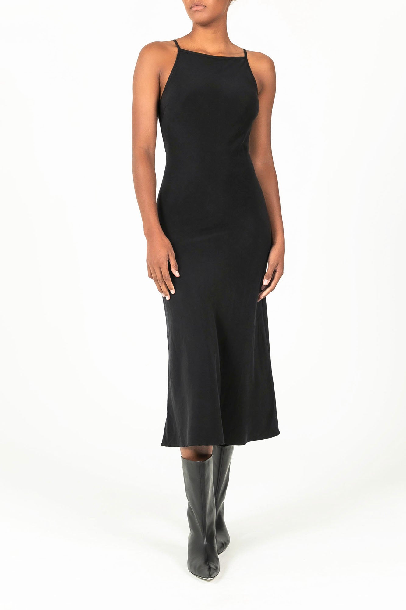 Gisele Bias-Cut Midi Dress in Stretch Twill