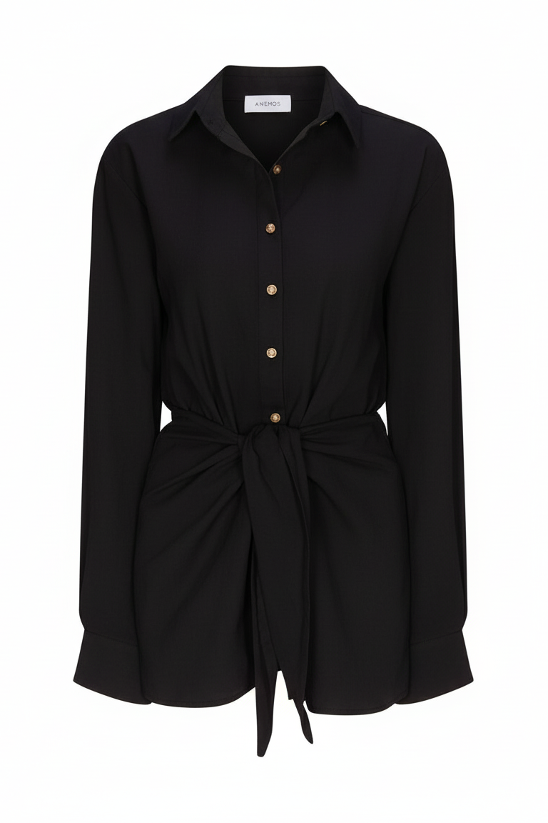 L.A. Button-Down Wrap Mini Dress in Stretch Cotton