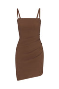 Nadege Draped Mini Dress in Stretch Suiting