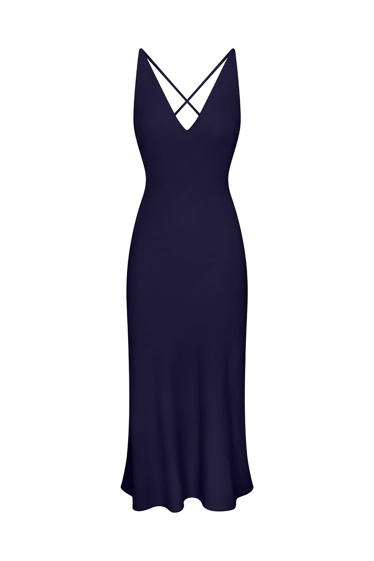 Plunging Bias-Cut Dress in Stretch Twill