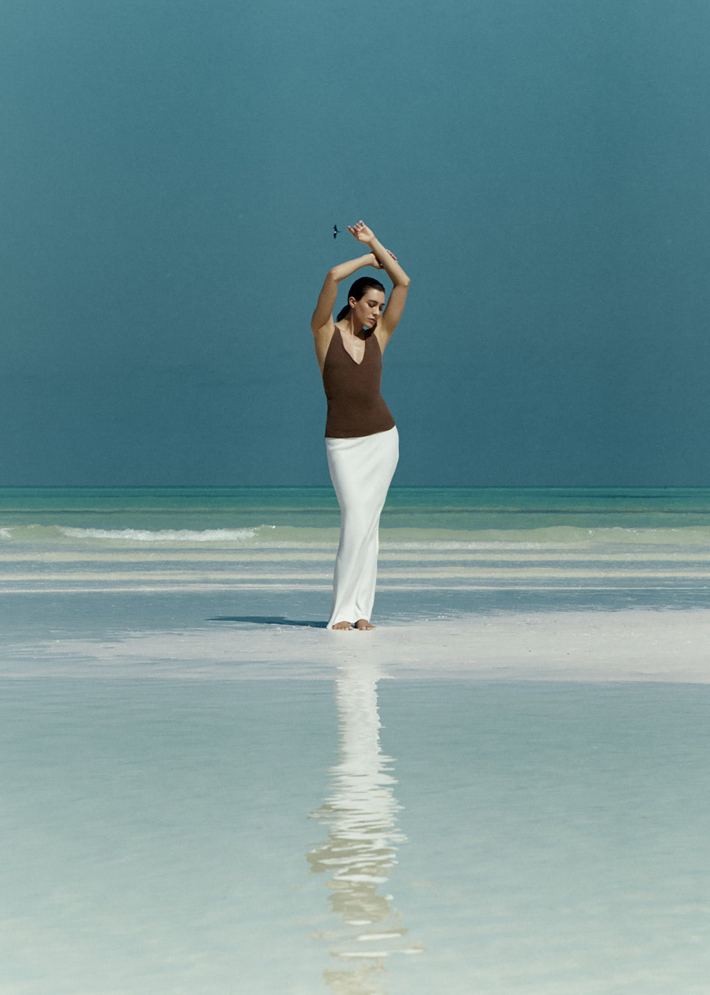 Plunging Bias-Cut Top in Stretch Suiting