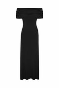 Ruched Off-The-Shoulder Maxi Dress in Compact Jersey