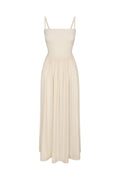 Square Neck Gathered A-Line Maxi Dress in Compact Jersey