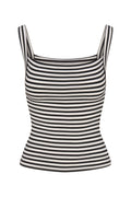 Square Neck Tank Top In Black & White Stripe Jersey