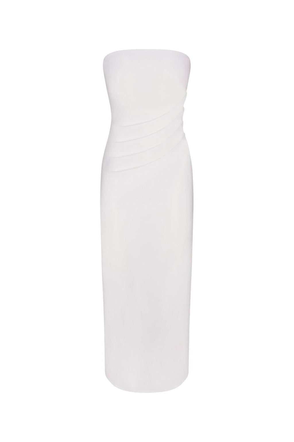 Strapless Nadege Draped Maxi Dress in Stretch Cotton