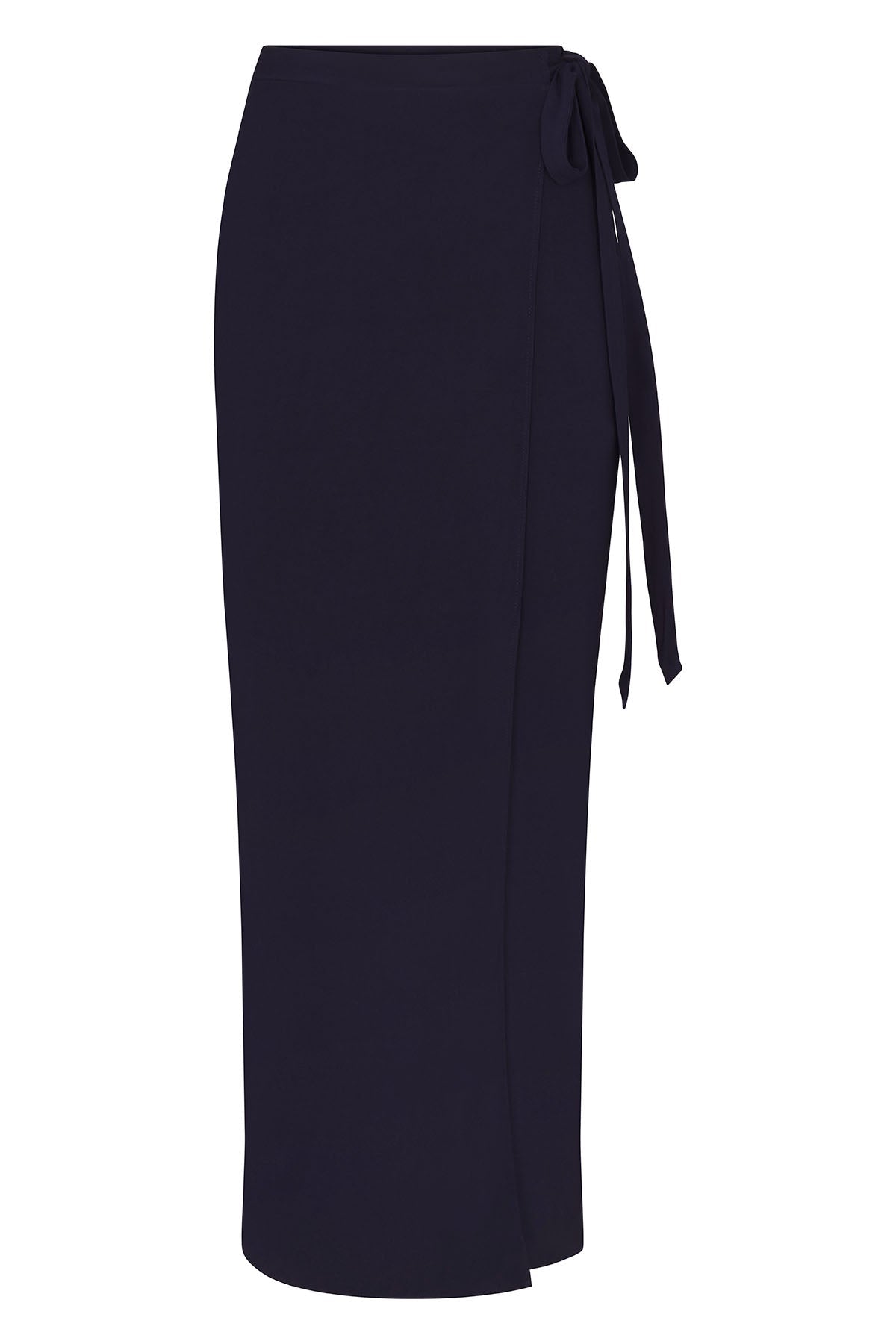 Wrap Tie Maxi Skirt in Stretch Twill
